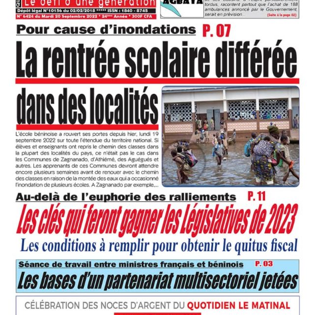 Le Matinal du 20 septembre 2022