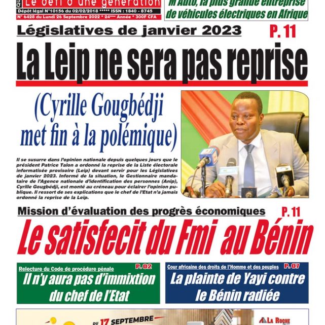 Le Matinal du 26 septembre 2022