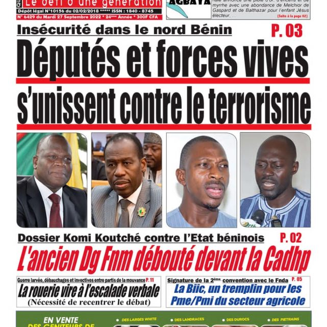 Le Matinal du 27 septembre 2022
