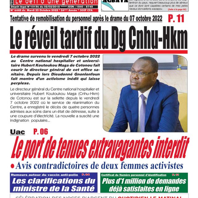 Le Matinal du 25 octobre 2022