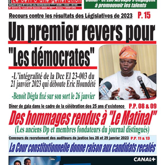 Le Matinal du 23 janvier 2023
