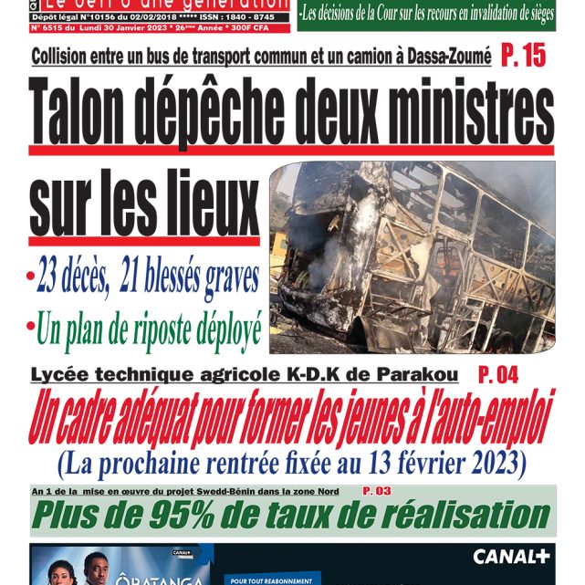 Le Matinal du 30 janvier 2023