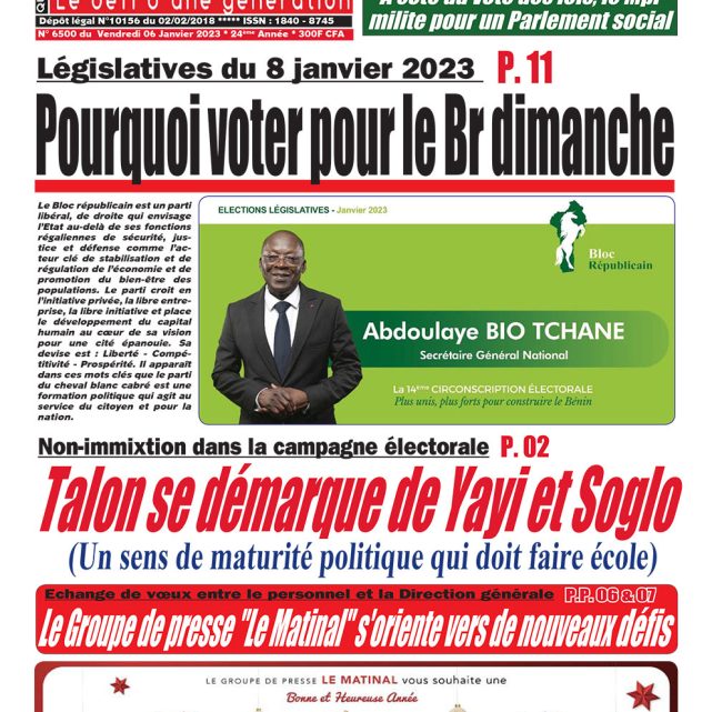 Le Matinal du 6 janvier 2023
