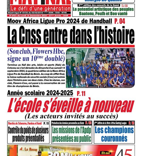 Le Matinal du 16 septembre 2024