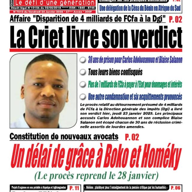 Le Matinal du 24 janvier 2025
