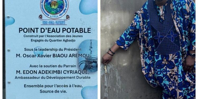 3ème édition des retrouvailles des jeunes engagés du quartier Agbadjo : Le parrain Cyriaque Edon inaugure un point d&rsquo;eau potable à Savè