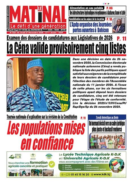 Le Matinal du 27 novembre 2025