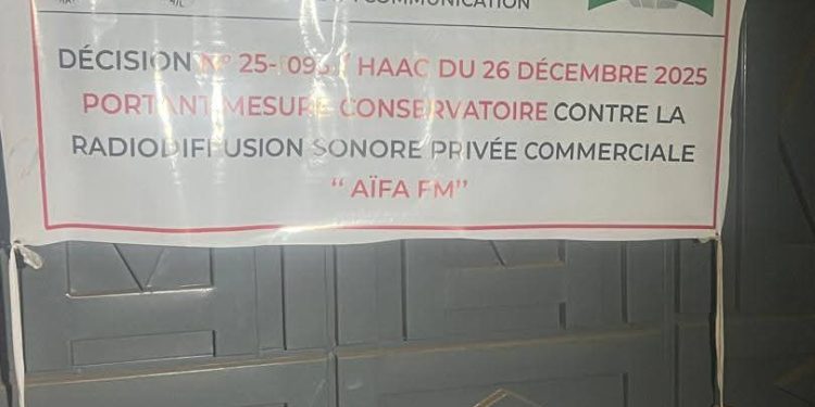 Non-respect de la décision N°25-079/Haac du 13 novembre 2025 : Les équipements de Aïfa Fm mis sous scellés