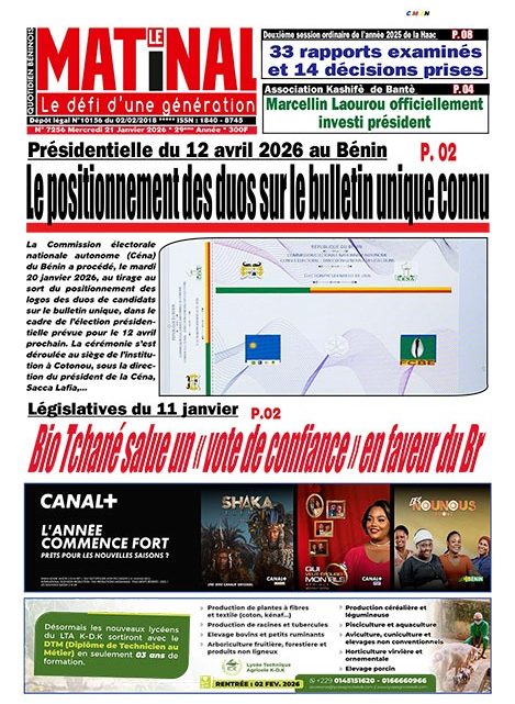 Le Matinal du 21 janvier 2026
