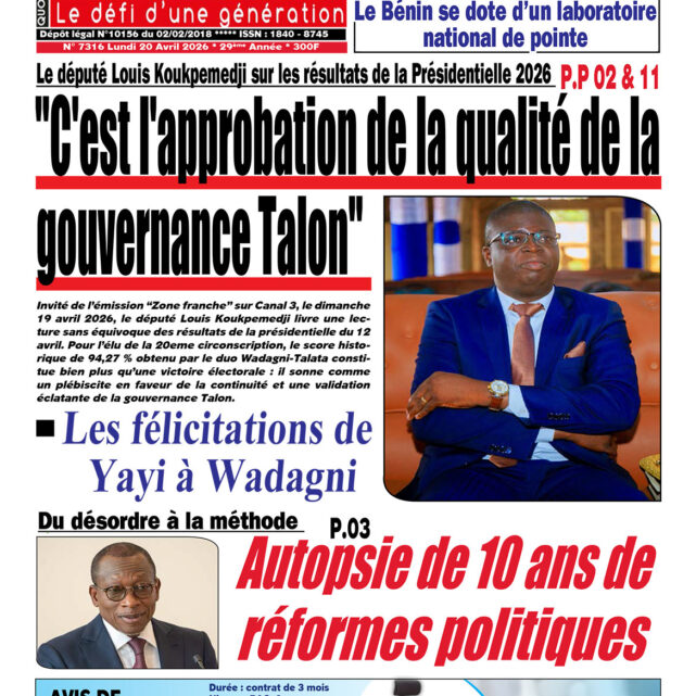 Le Matinal du 20 avril 2026