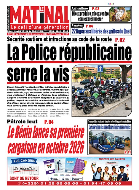 Le Matinal du 23 septembre 2026