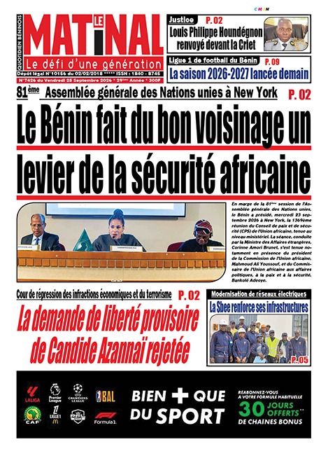 Le Matinal du 25 septembre 2026