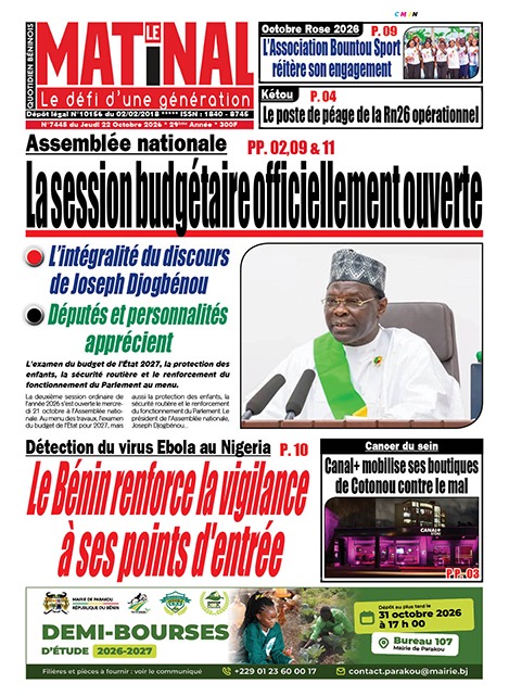 Le Matinal du 22 octobre 2026
