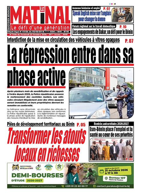 Le Matinal du 23 octobre 2026